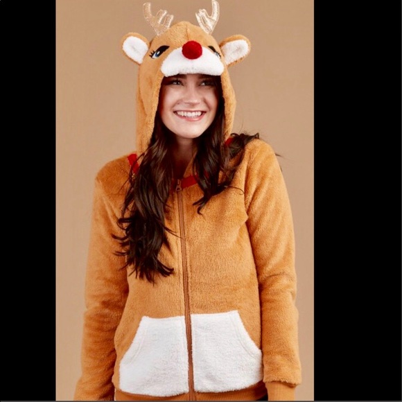 LAST ONE•REINDEER ZIP HOODIE SWEATER - Picture 4 of 8